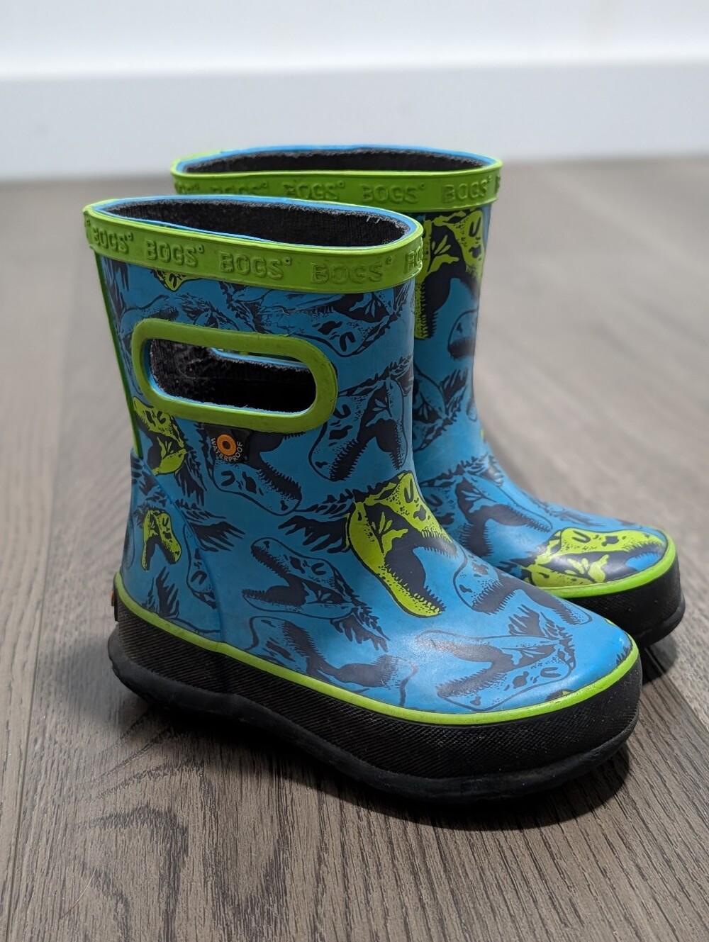 BOGS Kids Dinos Electric Blue & Green Rainboots